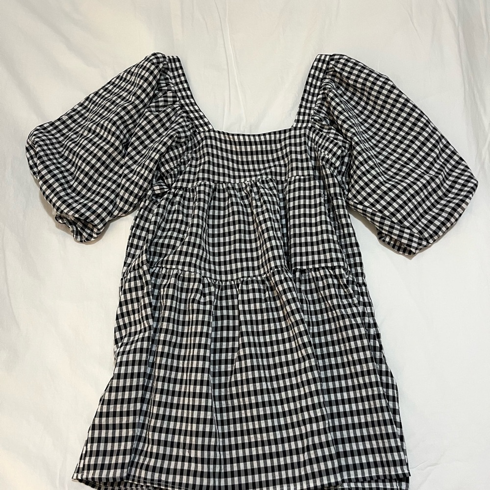Black and White Gingham Women's Top